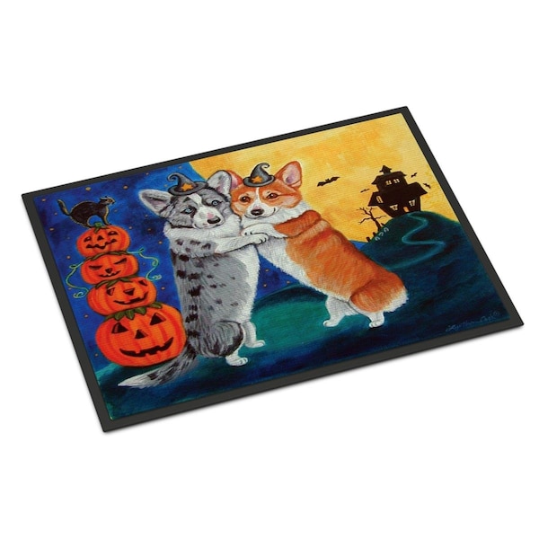 Carolines Treasures 24 x 36 in. Corgi Halloween Scare Indoor or Outdoor Mat 7413JMAT - main